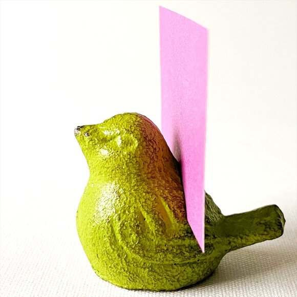 Set 4 Green Cast Iron Songbird Place Card Holders Easter Farmhouse Rustic Decor - Picture 1 of 5
